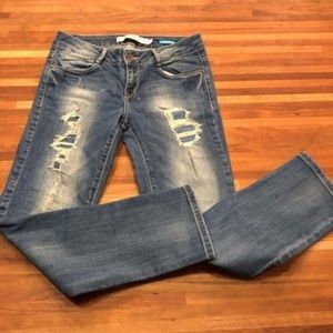 Zara TRF premium wash straight leg distressed jean